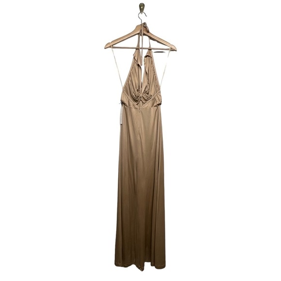 NWT SUSANA MONACO Halter Maxi Dress Champagne - Picture 6 of 9